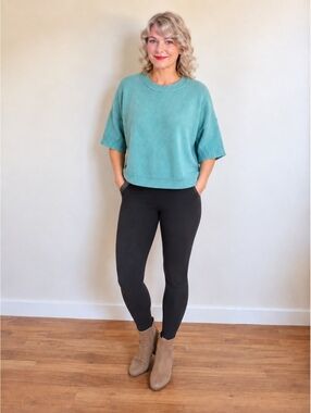 WILT 100% Cashmere Short Sleeve Sweater Women’s XL Aqua Blue NWT